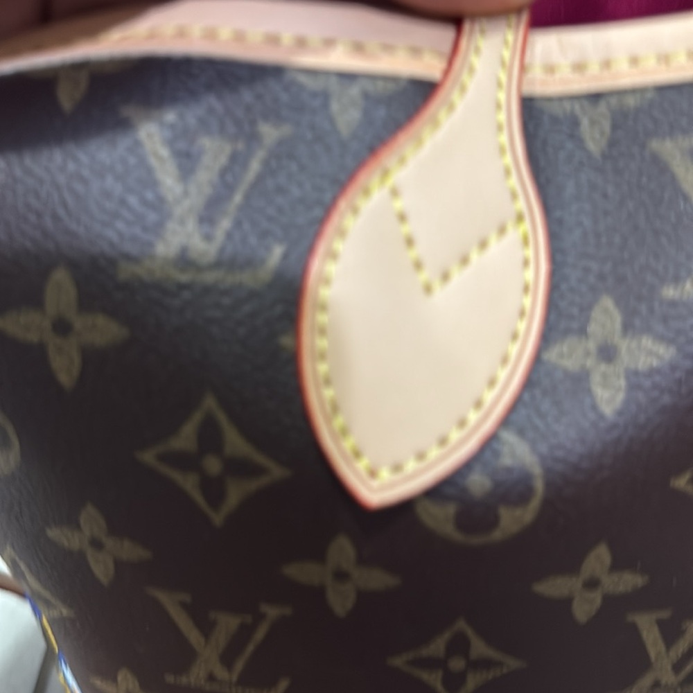 Brown Monogram Floral Tote with Multicolor Flowers - Picture 7 of 9